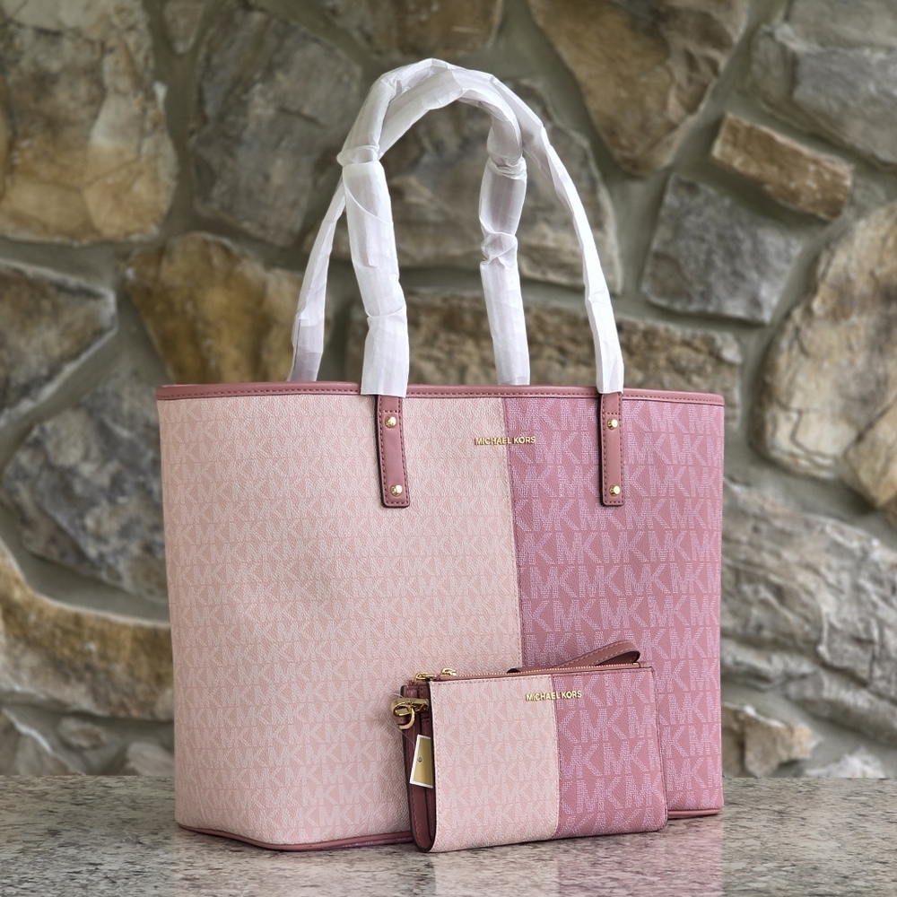 Michael Kors Carter Color-Block Pink Tote SET